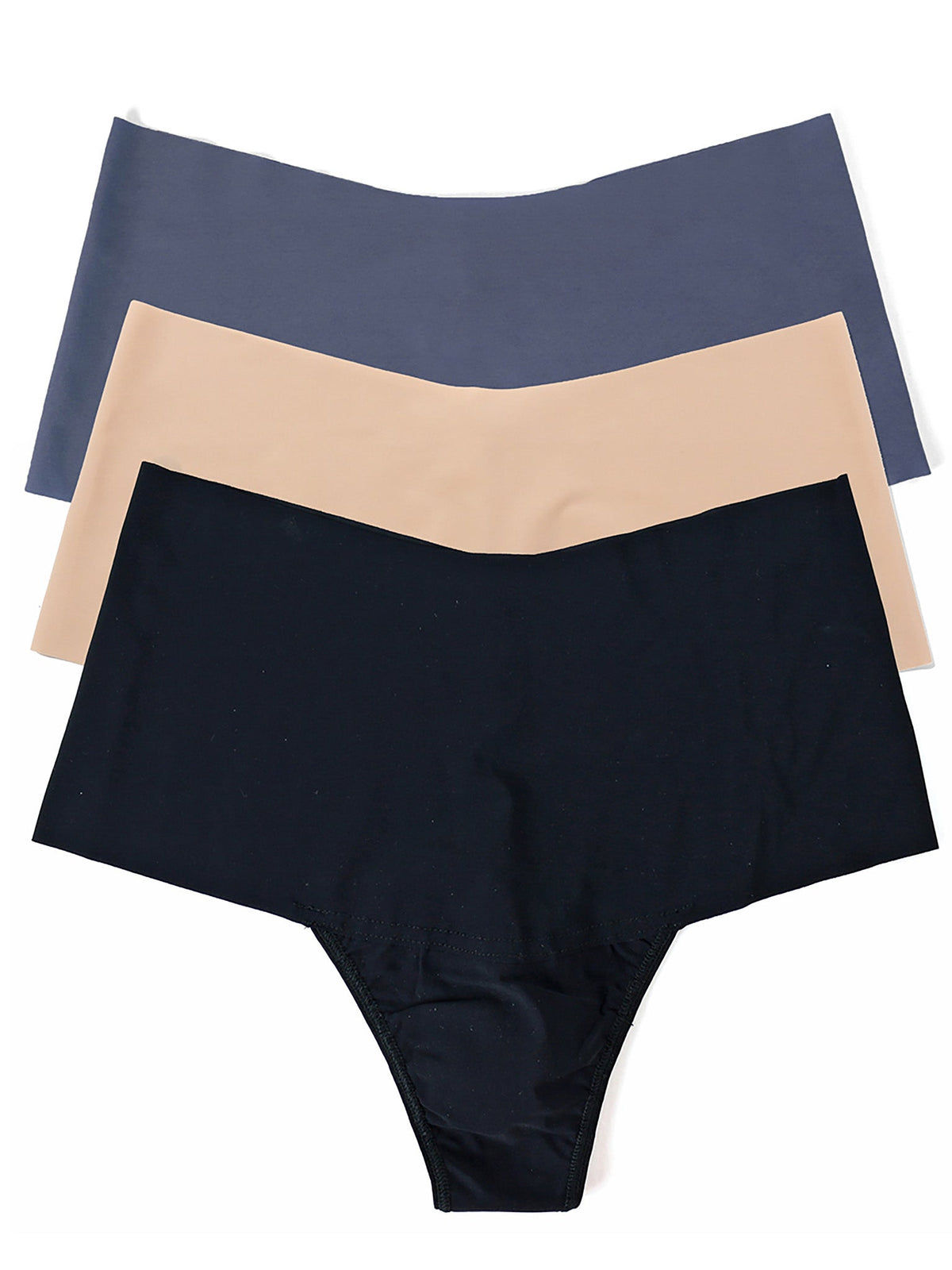 BreatheSoft™ High Rise Thong 3 Pack Black/Taupe/Granite Grey - Hanky Panky