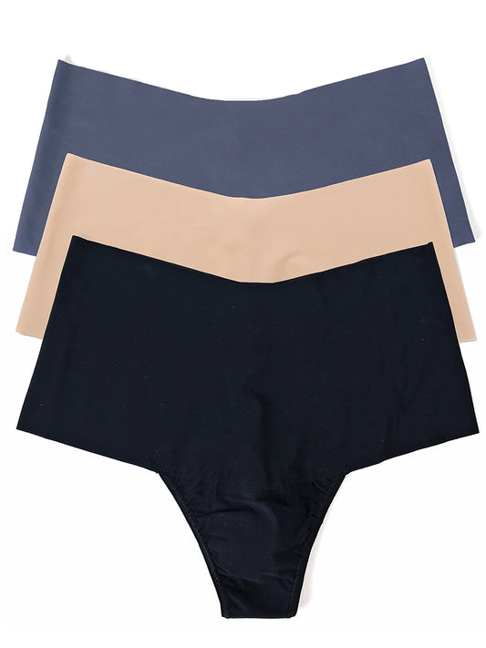 BreatheSoft™ High Rise Thong 3 Pack Black/Taupe/Granite Grey - Hanky Panky