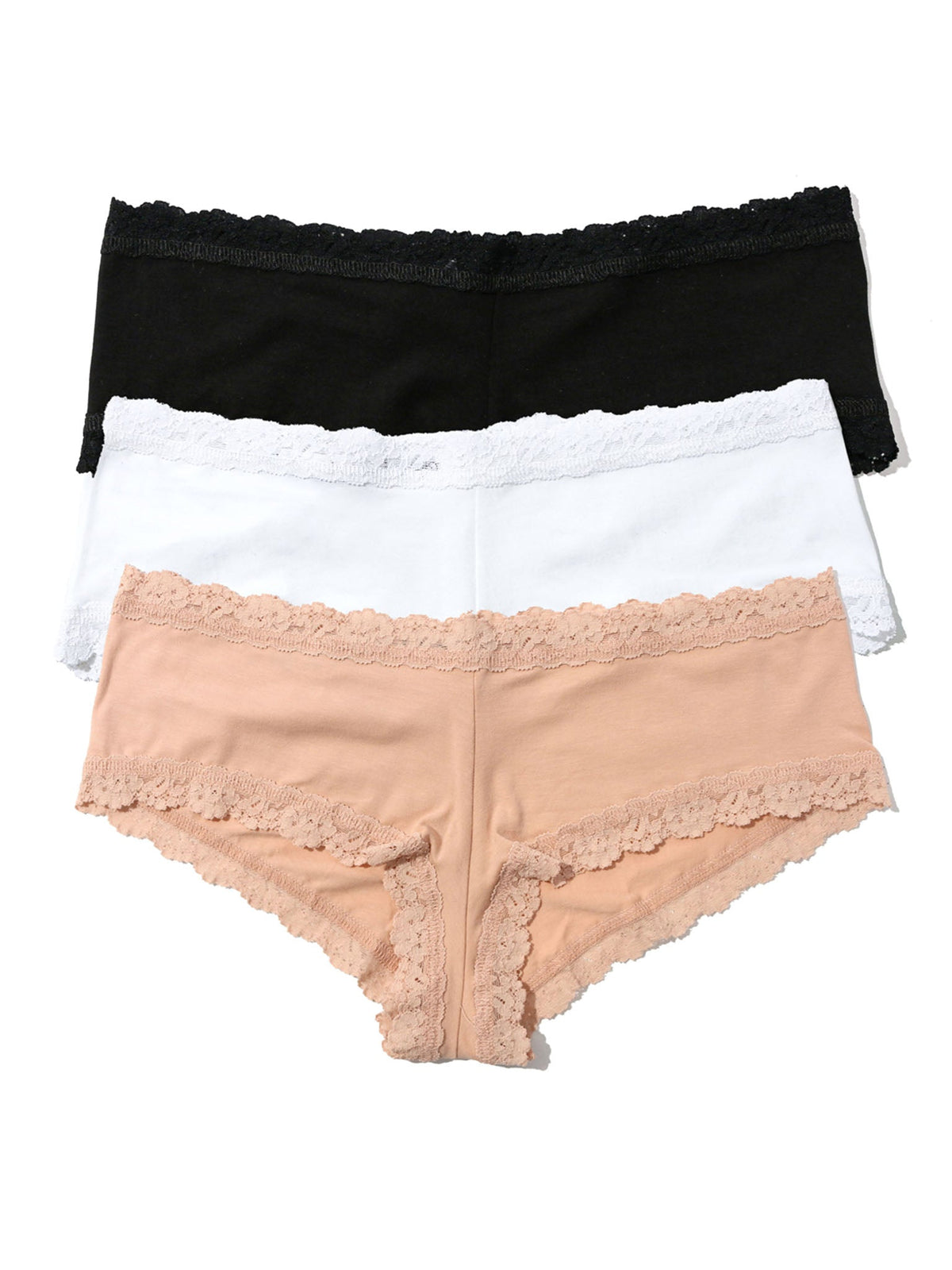 Cotton Boyshort 3 Pack Black White Chai - Hanky Panky