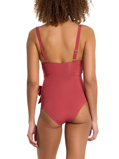 Wide Strap Wrap One Piece Swimsuit Sunbaked Red Sale - Hanky Panky