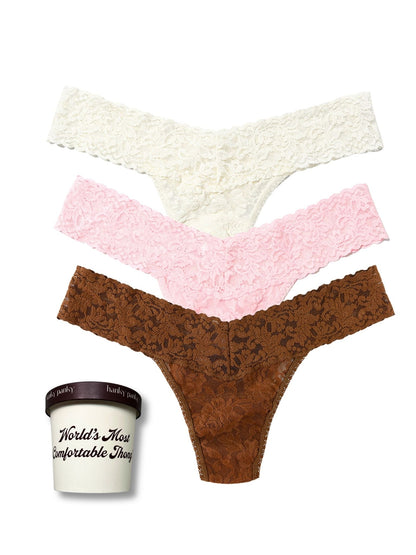 Signature Lace® Low Rise Thong Ice Cream 3 Pack Neapolitan Ice Cream - Hanky Panky