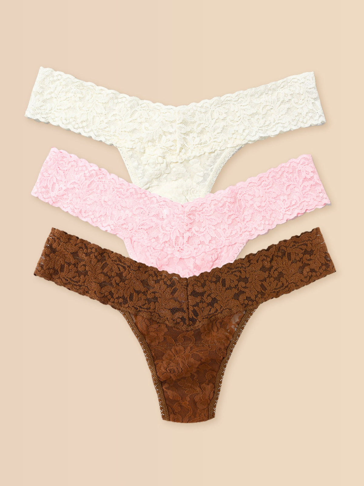 Signature Lace® Low Rise Thong Ice Cream 3 Pack Neapolitan Ice Cream - Hanky Panky