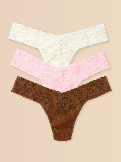 Signature Lace® Low Rise Thong Ice Cream 3 Pack Neapolitan Ice Cream - Hanky Panky