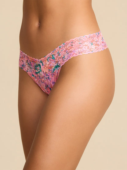 Printed Signature Lace® Low Rise Thong Blushing Blooms Pink - Hanky Panky