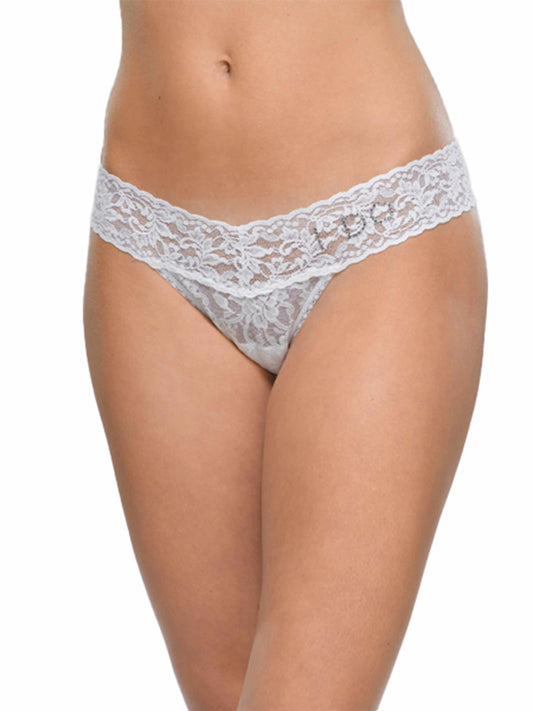 I Do Crystal Signature Lace® Low Rise Thong White - Hanky Panky