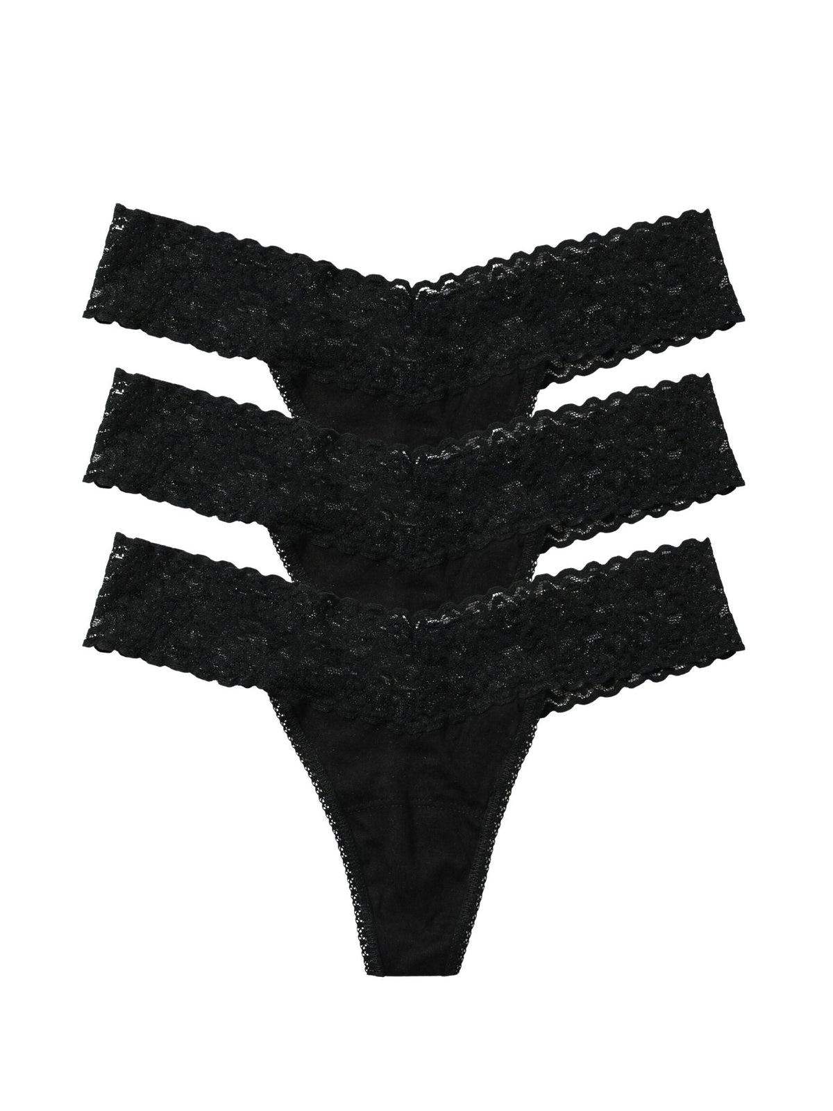 DreamEase™ Low Rise Thong 3 Pack Black - Hanky Panky