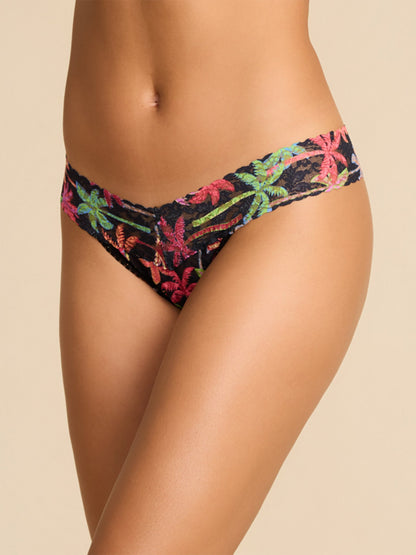 Signature Lace® Low Rise Printed Thong And SAXX Drop Temp Cooling Cotton Boxer Brief Mixed Palms-Black - Hanky Panky