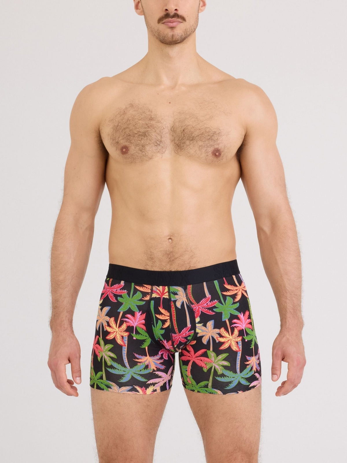 Signature Lace® Low Rise Printed Thong And SAXX Drop Temp Cooling Cotton Boxer Brief Mixed Palms-Black - Hanky Panky