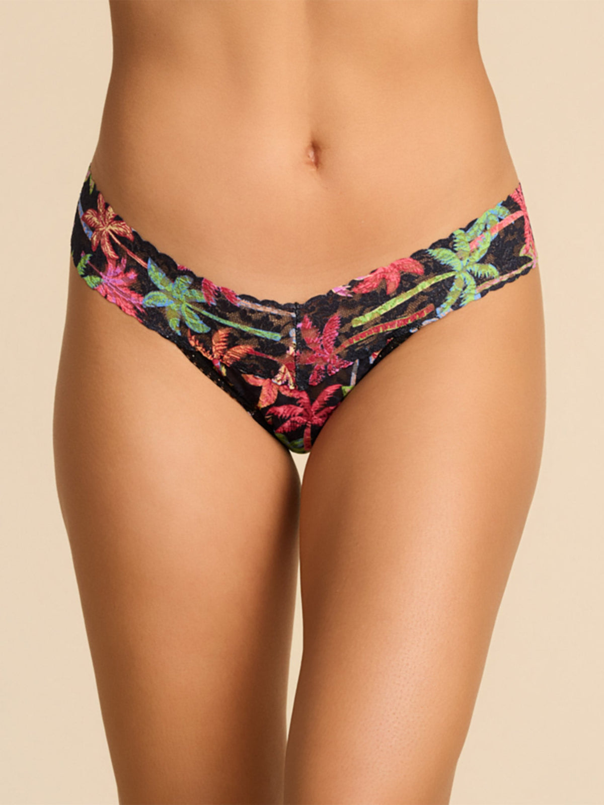 Signature Lace® Low Rise Printed Thong And SAXX Drop Temp Cooling Cotton Boxer Brief Mixed Palms-Black - Hanky Panky