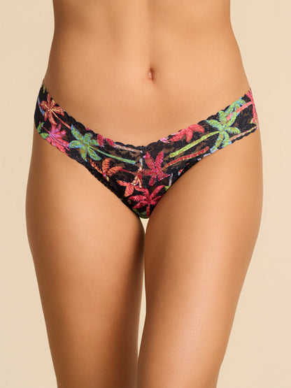 Signature Lace® Low Rise Printed Thong And SAXX Drop Temp Cooling Cotton Boxer Brief Mixed Palms-Black - Hanky Panky
