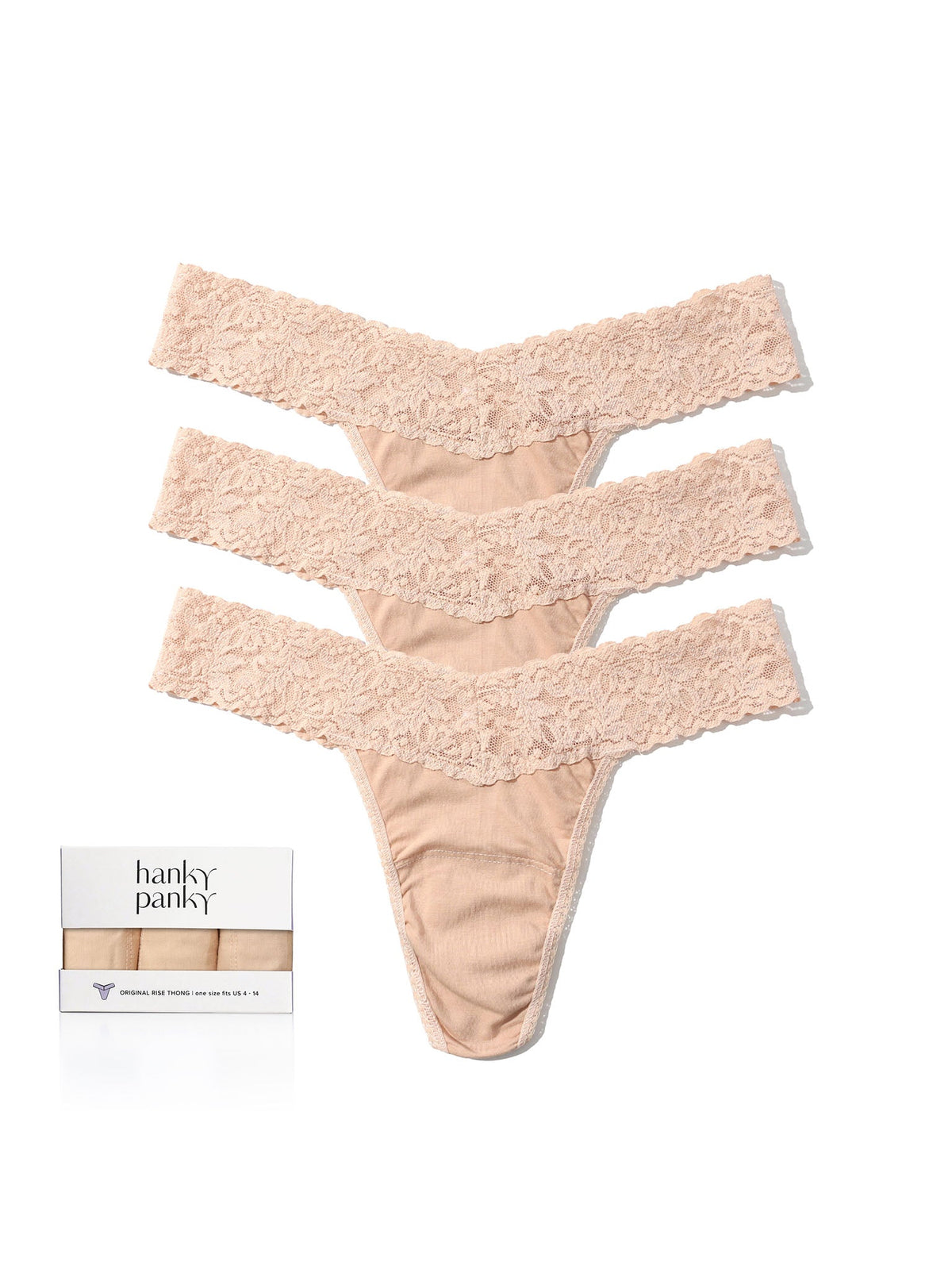 3 Pack Supima® Cotton Original Rise Thongs Chai - Hanky Panky