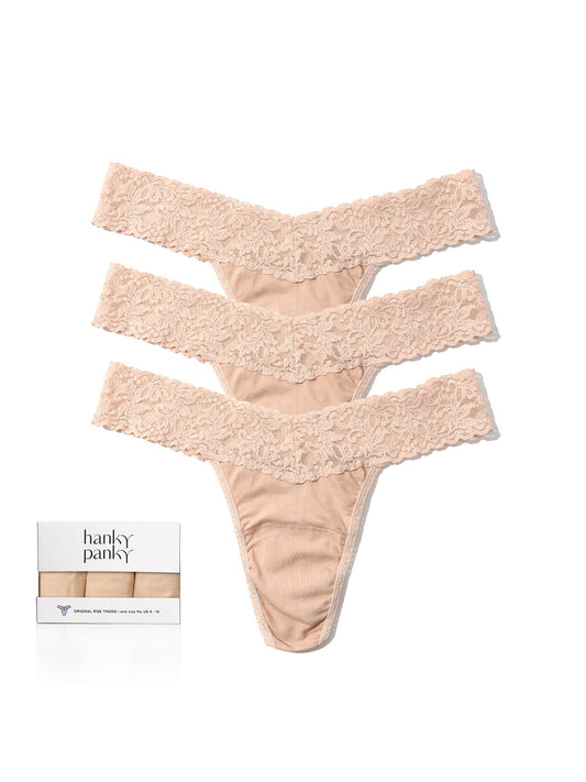 3 Pack Supima® Cotton Original Rise Thongs Chai - Hanky Panky
