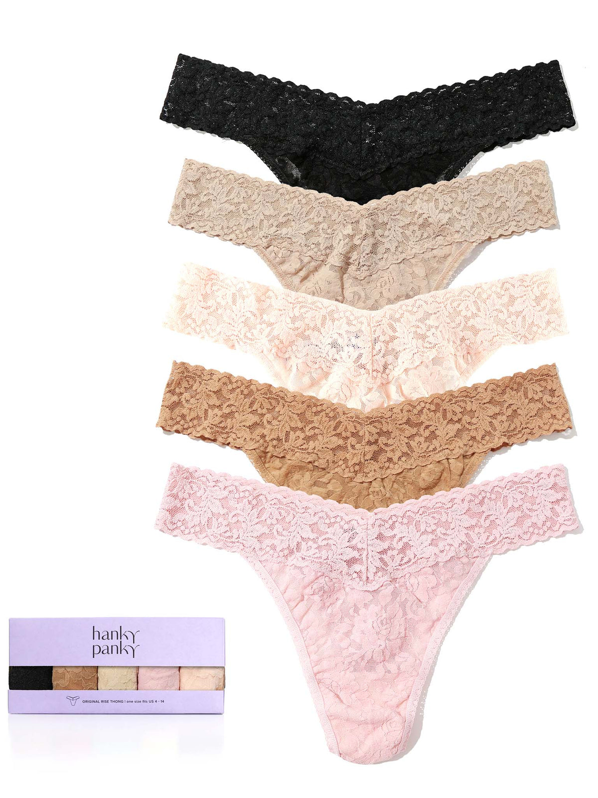5 Pack Signature Lace® Original Rise Thongs - Hanky Panky