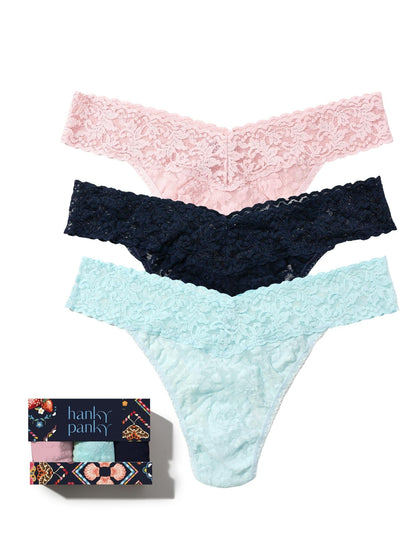 Mood Ring 3 Pack Signature Lace® Original Rise Thongs In Printed Box - Hanky Panky