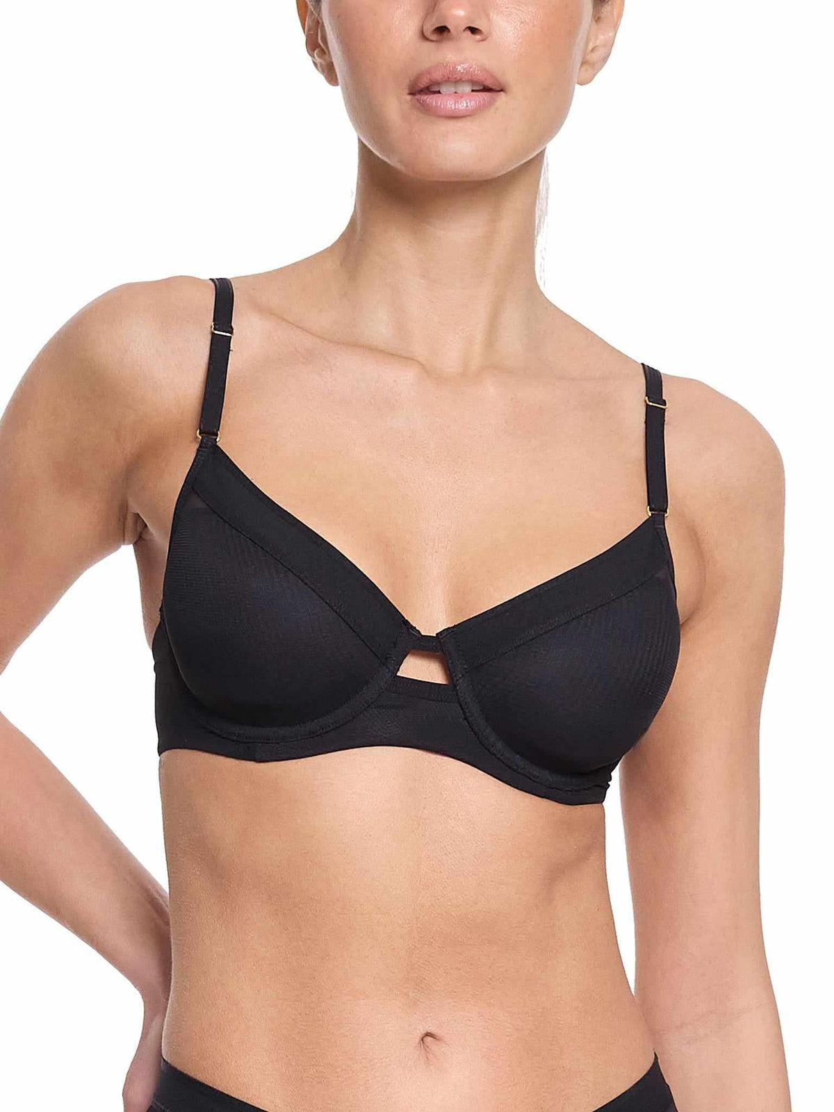 Lined Mesh Plunge Bra Black Sale - Hanky Panky