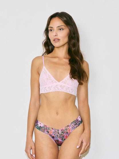 Printed Signature Lace® Low Rise Thong Perennial Purple Floral - Hanky Panky