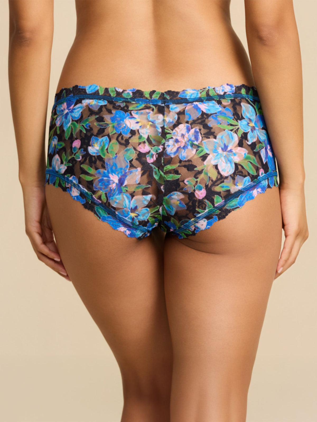 Printed Signature Lace® Boyshort Ocean Blooms Black - Hanky Panky