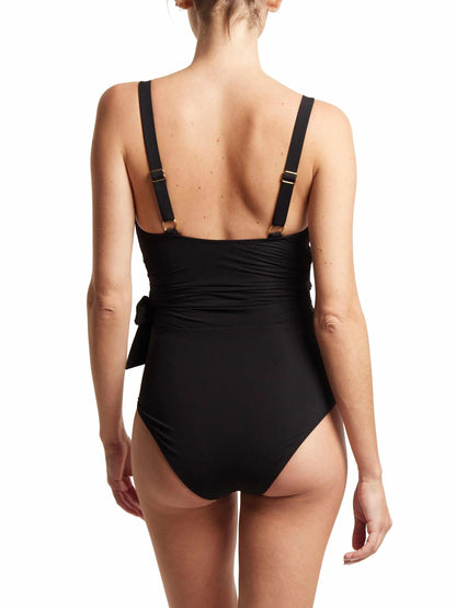 Wide Strap Wrap One Piece Swimsuit Black - Hanky Panky