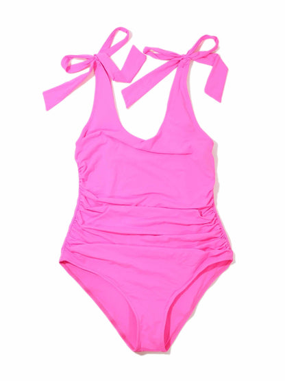 Ruched Bow One Piece Swimsuit Unapologetic Pink Sale - Hanky Panky