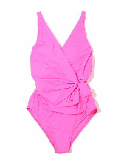 Wide Strap Wrap One Piece Swimsuit Unapologetic Pink Sale - Hanky Panky