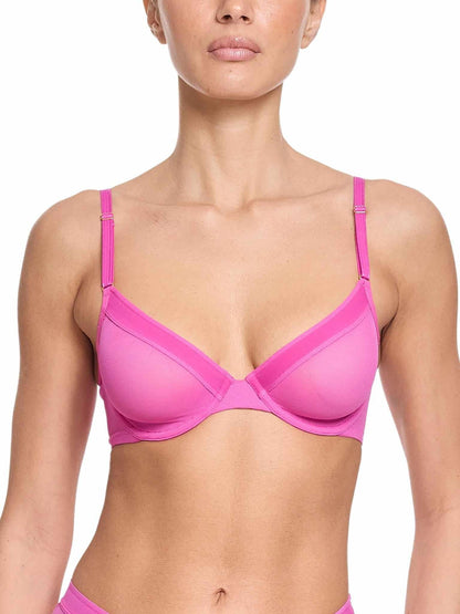 Unlined Mesh Underwire Bra Berry Burst Pink Sale - Hanky Panky