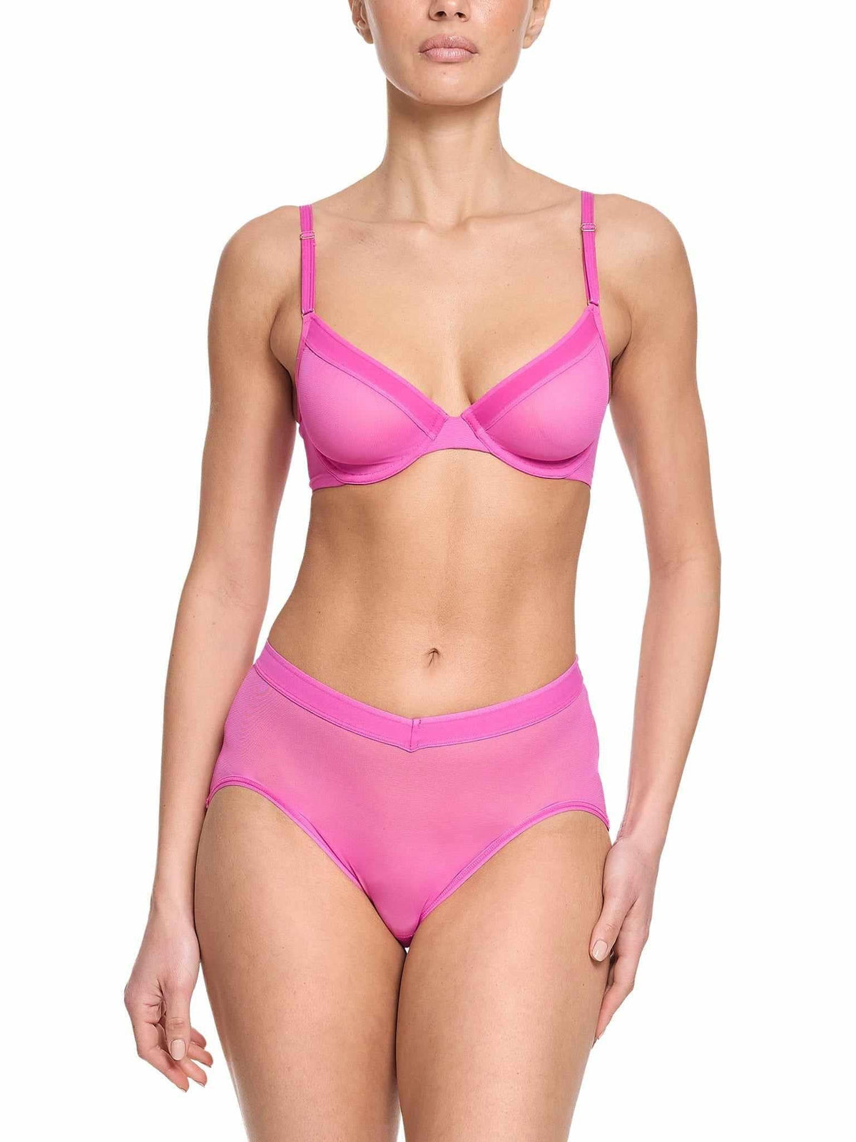 Unlined Mesh Underwire Bra Berry Burst Pink Sale - Hanky Panky