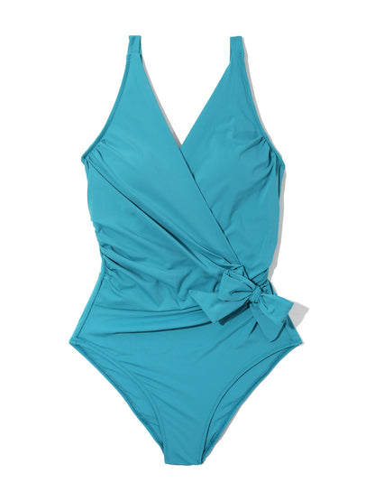 Wide Strap Wrap One Piece Swimsuit Tahiti Teal Sale - Hanky Panky