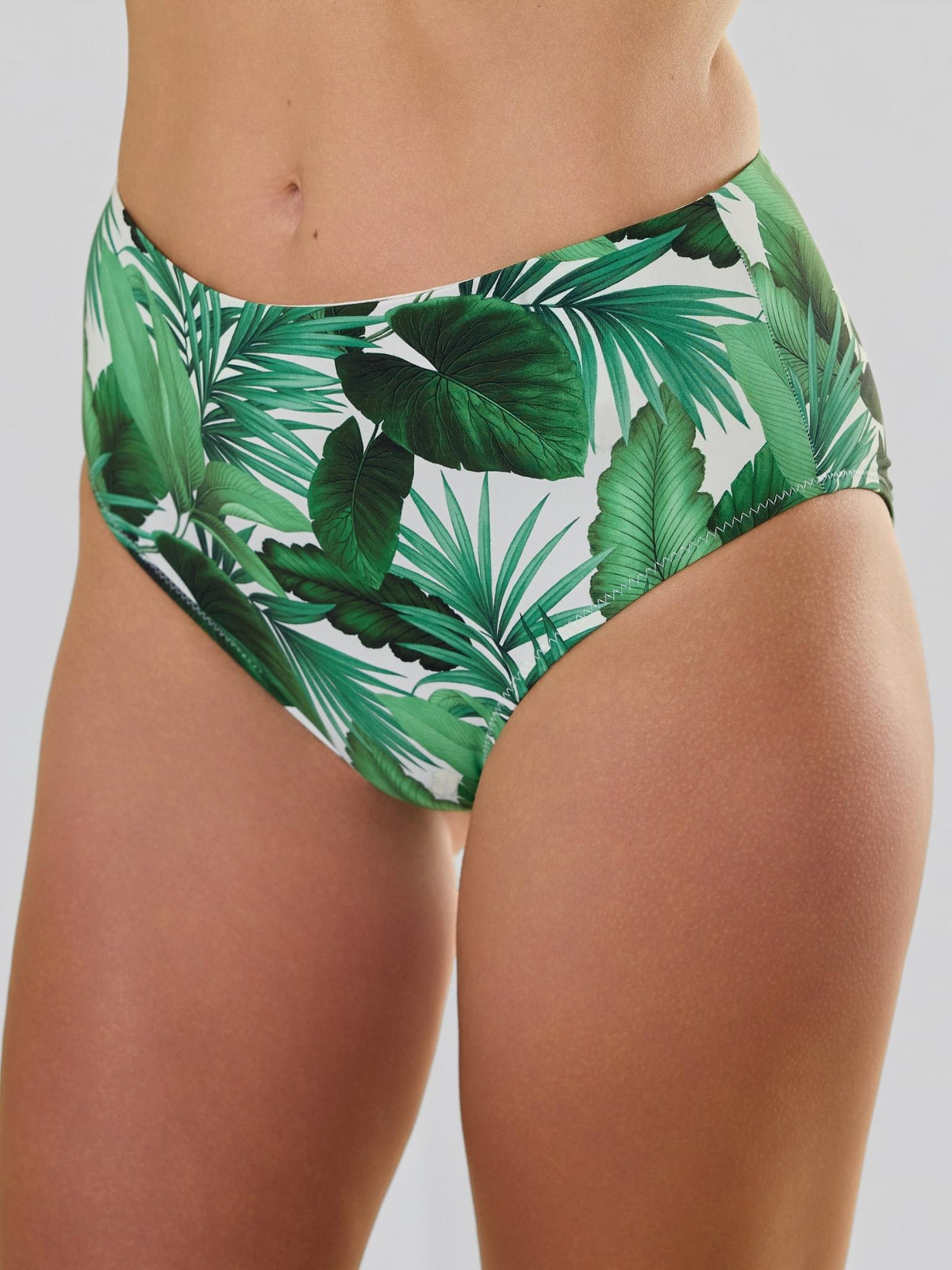 Swim High Rise Bottom Stay Floral Palm Tree Green - Hanky Panky