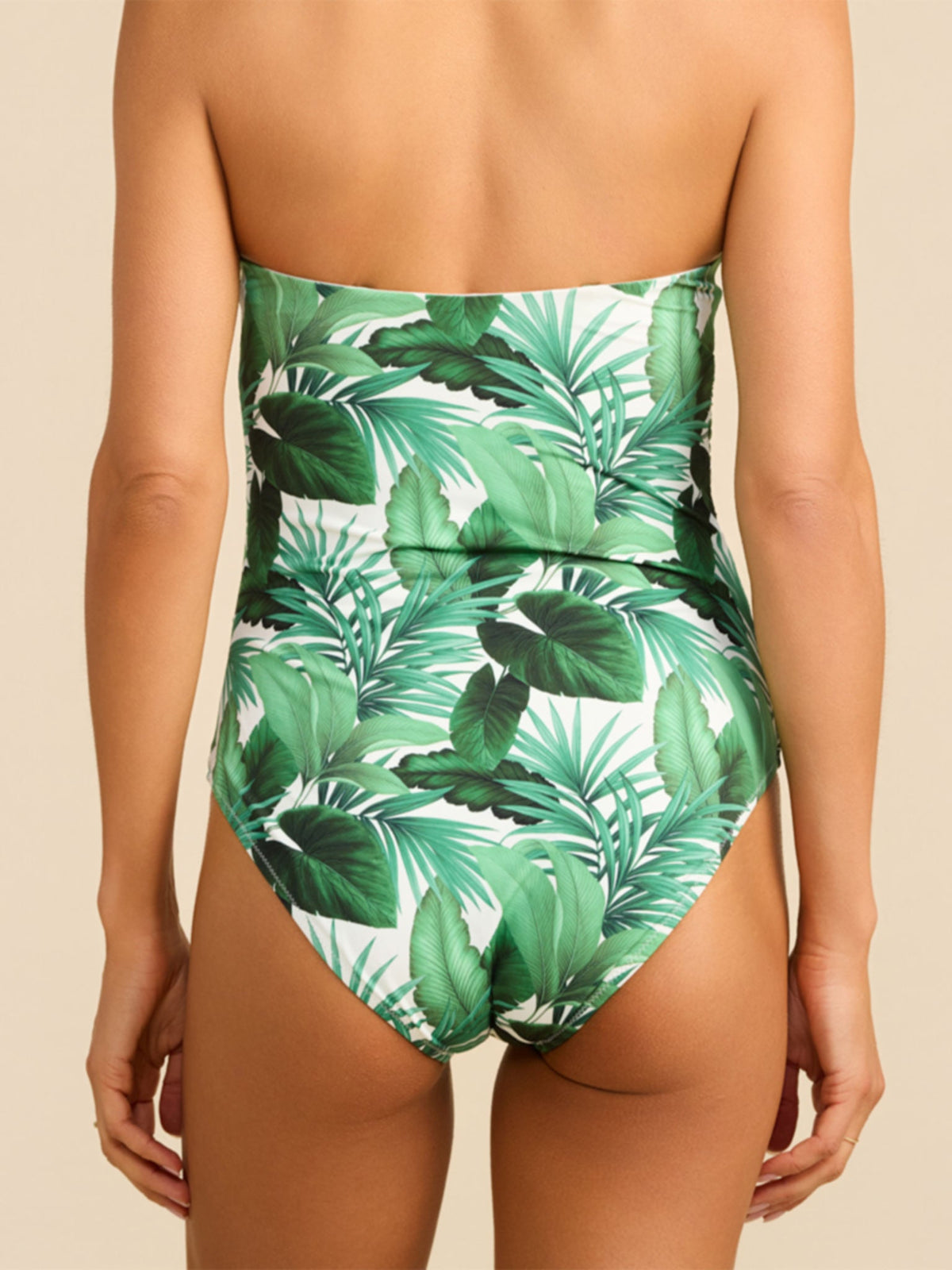 Bandeau One Piece Swimsuit Stay Floral Palm Tree Green - Hanky Panky